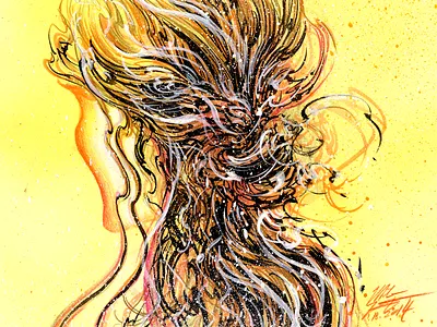 Hair Study bust drawing female girl hair head marker portrait pretty traditional