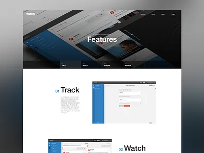 Feature Page Wdmtg blue clean corporate website data feature flat grid minimal webdesign white