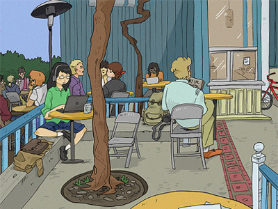 Caffe Strada berkeley cafe illustration