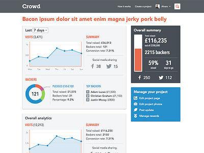 Project overview analytics crowd graph stats