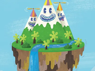 Flight of the Wild art digital illustration mountains nature silly hats