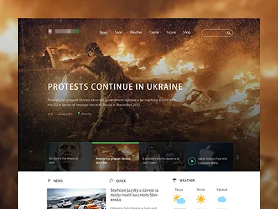 News portal blur fresh header icon layout news photoshop ui weather webdesign