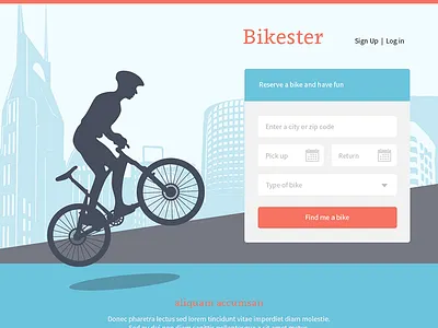 Bike Rental Website bike blue design flat orange product red rental ui