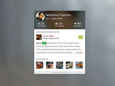 User Widget profile widget user profile user widget zomato