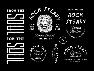 Rock Steady - Remain Rooted! branding graphic design hand-drawn handmade logo illustration juice logo label design logo logobadge logodesign logotype organic packaging design retrologo rustic typeface typography vintage vintagelogo