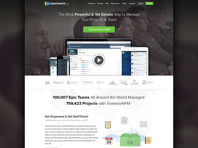 Teamwork.com Home Page design home page landing page project management teamwork teamworkpm ui