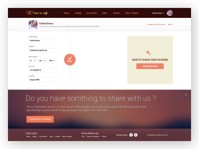 My Account account setting brown color colorfull form my account my profile social web interface website design