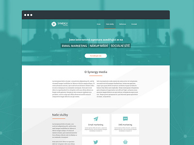 Synergy media homepage blue clean crete round icons open sans orange