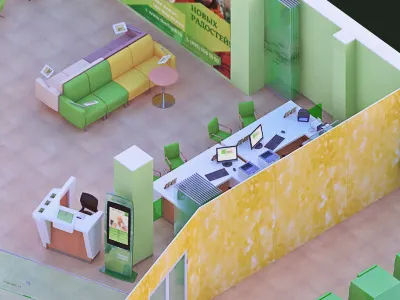 Bank branch 3d bank illustration office