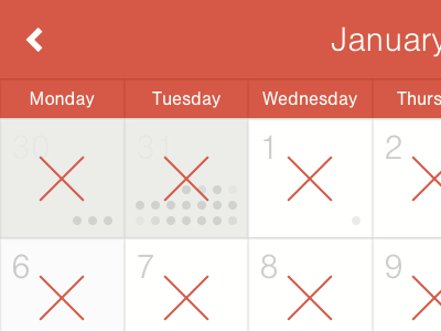 X calendar css