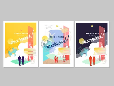 Wedding! happily ever after icons illustration invitations wedding