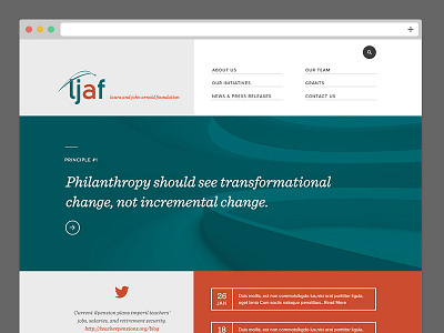 Philanthropy Fun! navigation news feed philanthropy twitter feed typography website