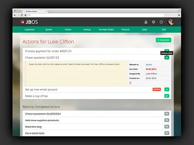 Actions Screen actions application office system task app to do list web application