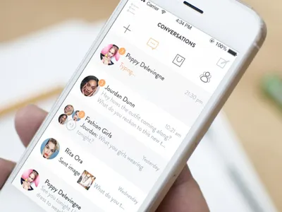Conversations screen - fashion platform app avatar chat conversations interface ios7 photo social ui