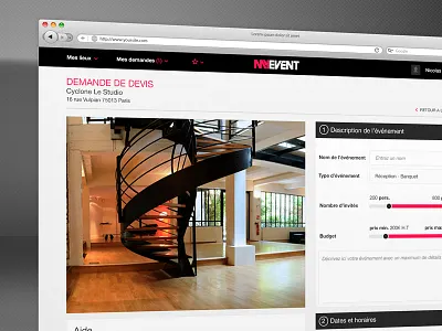 Myevent Website Devis app button event flat location mobile slide title webdesign website