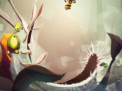 King Sepiad X clank creature digital illustration monster orange ratchet