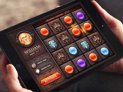 iOS Game / Match3! button character game glow ios ipad iphone match3 metal shine sphere typography