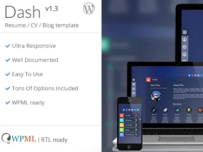 Dash. Large Preview business creative cv marketing personal portfolio resume unique vcard wordpress
