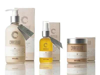 Choiselle Packaging No. 2 body lotion bottle design c choiselle hangtag labels packaging packaging design projekt inc. sean costik typography