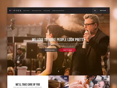 Heaven beauty dark flat grid hair heaven landing page salon website