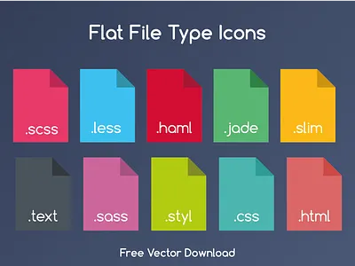 Flat File Type Icons css flat haml html icons jade less markdown sass scss slim stylus