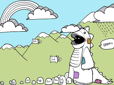 Harlem's Dragon dragon illustration mural robot