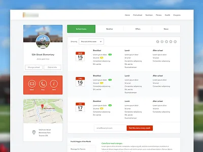 Dashboard app calendar map menu profile tab ui web design