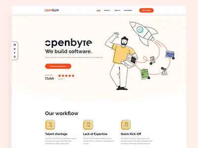 Openbyte / Homepage branding design figma graphic design illustration kody mascot software ui