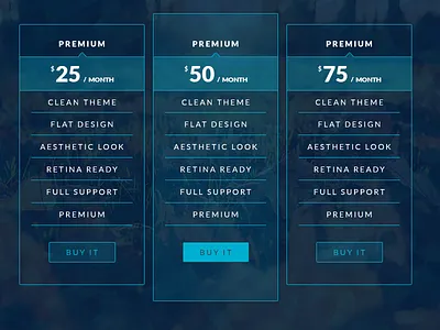 Pricing blur clean clear retina theme ui ux visual