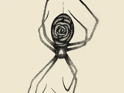 Neev art drawing illustration ink line work poster print spider