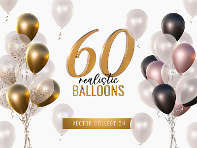 Vector Collection of 60 Realistic Balloons 3d design digital art graphic design illustration realistic vector vector vector art vector illustration