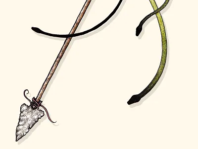 Forked Tongue arrow art design drawing illustration ink line work poster print snake