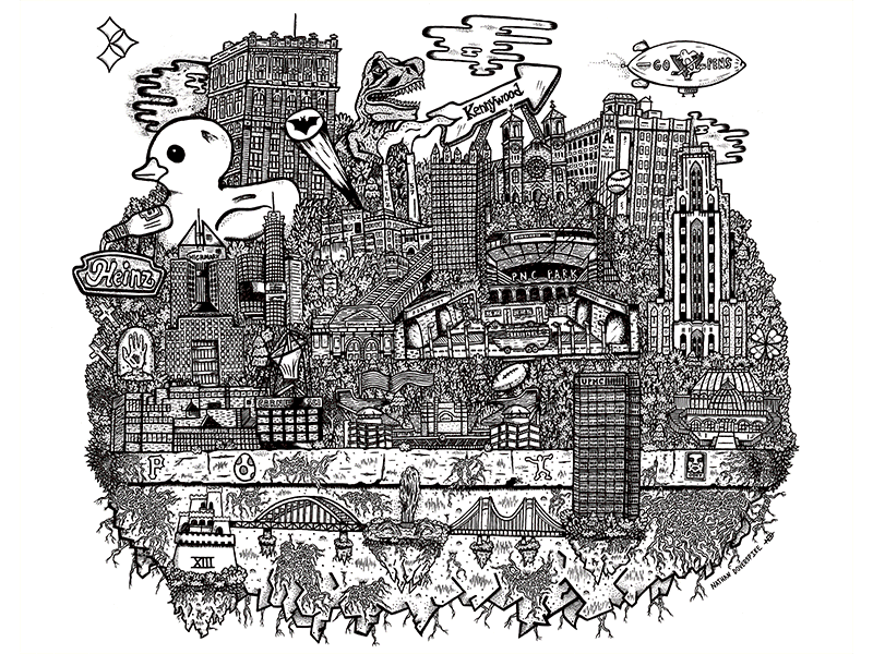 Pittsburgh Island "Ink to Color" Gif comics drawing gif graphic design illustration ink pgh pitt pittsburgh steelers