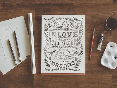 Love Watercolor floral hand lettering lettering paint type typography watercolor