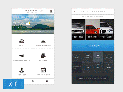 Ritz Carlton App - Animation animation app checkout dinning menu mobile ritz carlton room valet