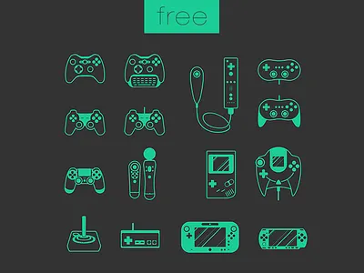 Free Game Set controller flat free game icon joystick minimal nintendo psd psp vector xbox