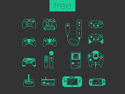 Free Game Set controller flat free game icon joystick minimal nintendo psd psp vector xbox