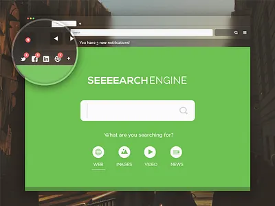 Transparent browser - Notifications app browser freebie internet mockup notifications search social transparent ui ux web