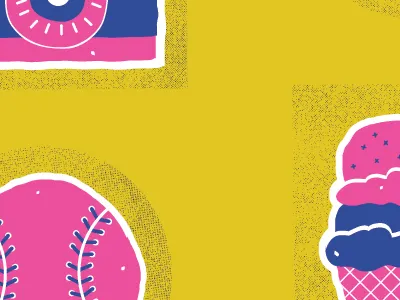 Illustration concept baseball camera cupcake hand drawn ice cream illustration texture