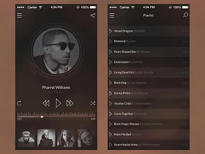 Freebie PSD: iOS7 Vintage Music Player app ios7 music player vintage