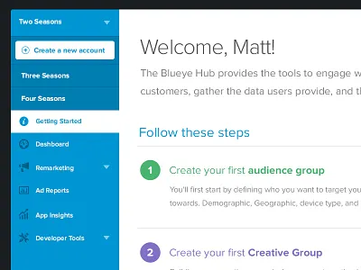 Getting Started app application getting started introduction landing page navigation steps ux