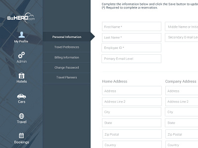 Booking Engine Home black blue booking buttons forms icons navi profile team travel web design