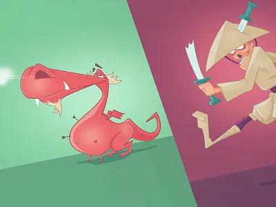 Mad Dragon and Samurai Zombie character dragon fun game hero pen pencil samurai zombie