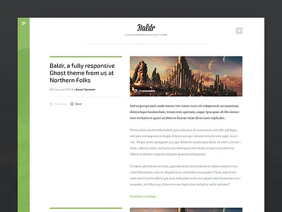 Baldr animation blog clean css3 ghost menu minimal personal sidebar typography words