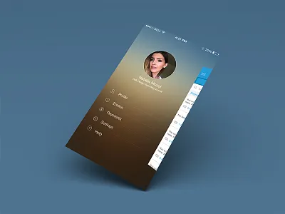 Journal App Side Menu blur gradient hamburger icons ios7 iphone list menu mobile ui ux warm