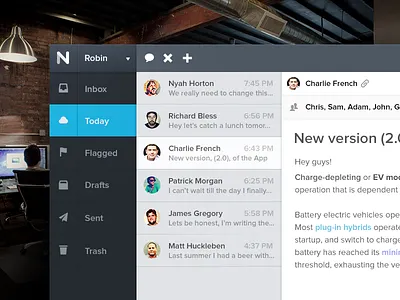 Nail - Mail App app download dribbble feed flat giveaway icon invite mail psd search ui