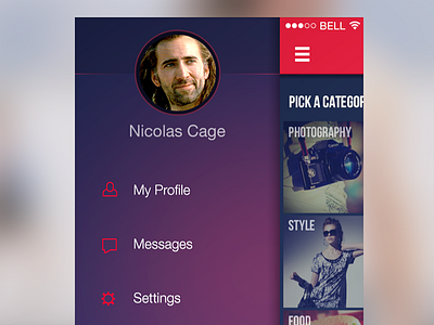 Sidemenu bangalore icons images india ios 7 iphone mobile photos gallery psd side menu