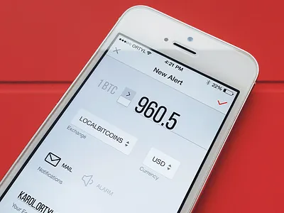 New Alert Screen alarm alert app bitocin currency interface iphone mobile notification ui ux