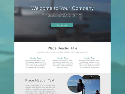 Flat Web Design Template blur button features flat iphone layout magnify minimal retina ui ux web