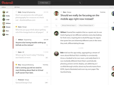 The first HUM Concept application avatars chat dashboard email inbox interface messaging website